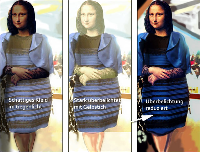 Erklärung für Kleid blau-schwarz oder weiß-gold