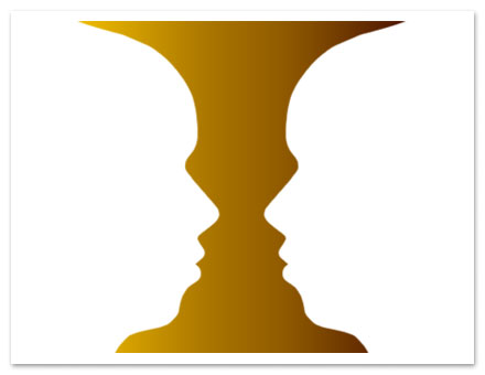 Kippbild: Gesichter oder Vase